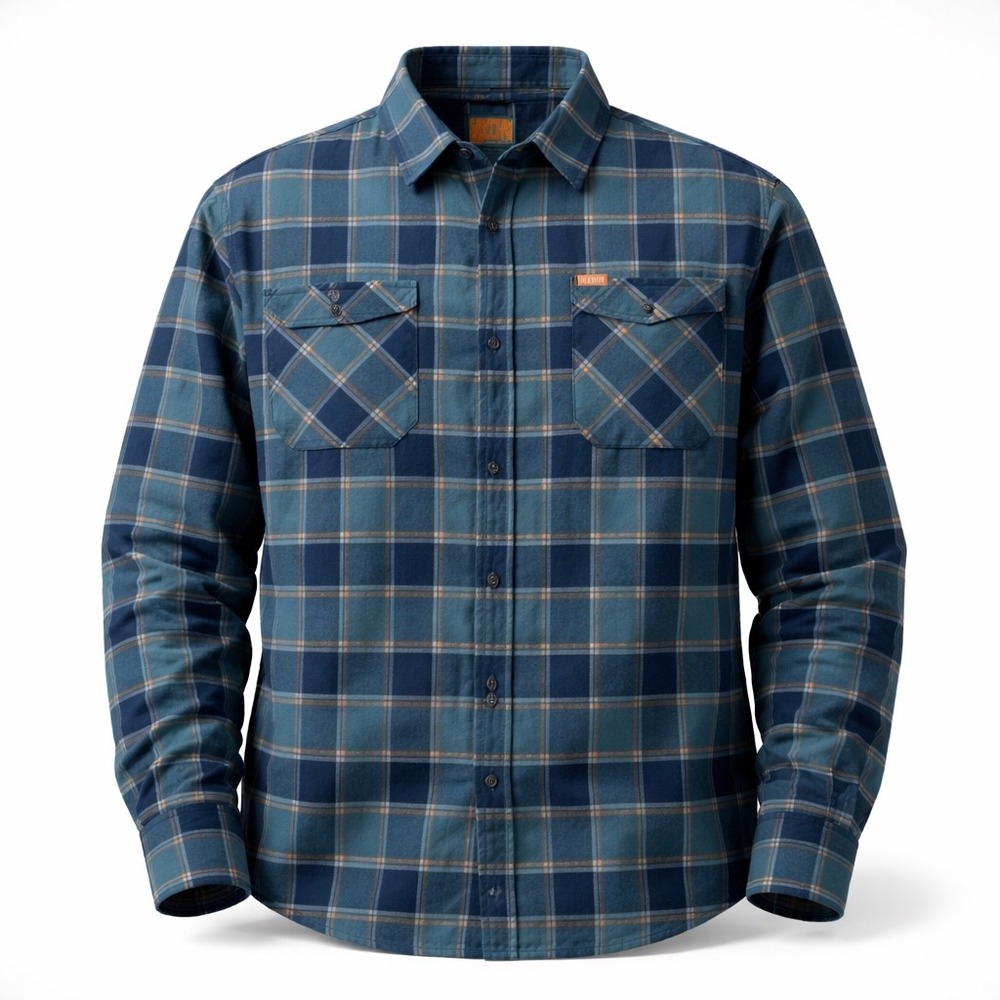 Dixxon Flannel Co Fortunate Youth Plaid Shirt Mens 4X Teal Blue Orange D-Tech